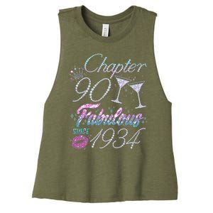 Cute Chapter 90th Birthday Fabulous Since 1934 Women's Racerback Cropped Tank