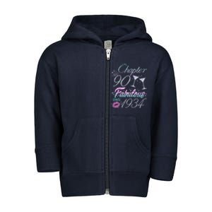 Cute Chapter 90th Birthday Fabulous Since 1934 Toddler Zip Fleece Hoodie