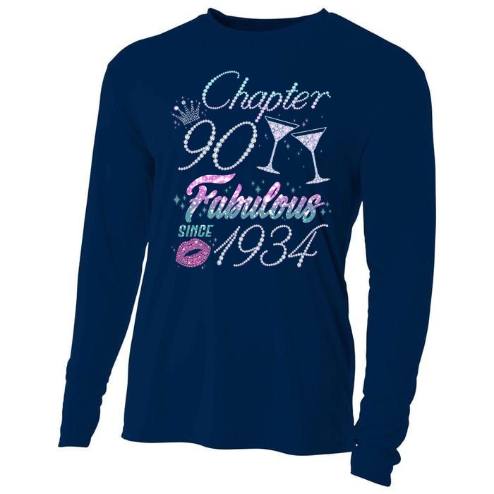 Cute Chapter 90th Birthday Fabulous Since 1934 Cooling Performance Long Sleeve Crew