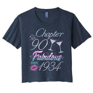 Cute Chapter 90th Birthday Fabulous Since 1934 Women's Crop Top Tee