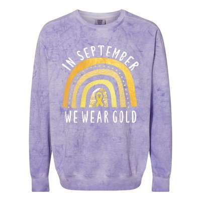 Childhood Cancer Awareness Rainbow In September We Wear Gold Colorblast Crewneck Sweatshirt