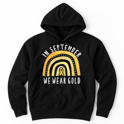 Childhood Cancer Awareness Rainbow In September We Wear Gold Hoodie