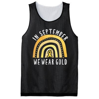 Childhood Cancer Awareness Rainbow In September We Wear Gold Mesh Reversible Basketball Jersey Tank