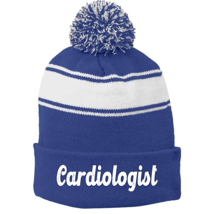 Cardiologist Stripe Pom Pom Beanie