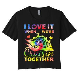 Cool Cruise Art Wo Cruise Ship Couple Family Vacation  Women's Crop Top Tee