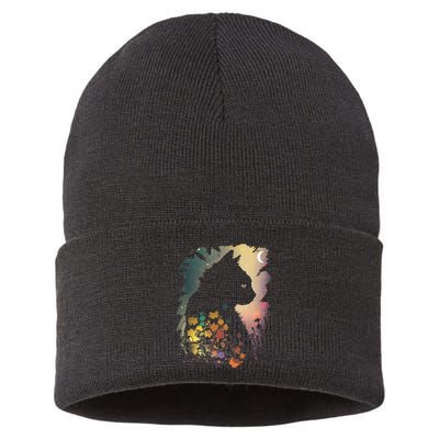 Cottagecore Cat Aesthetics Moon Flowers Garden Cat Mom Sustainable Knit Beanie