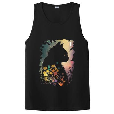 Cottagecore Cat Aesthetics Moon Flowers Garden Cat Mom PosiCharge Competitor Tank