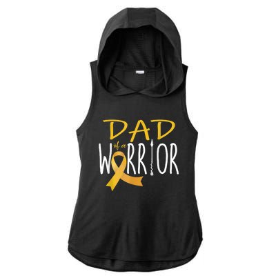 Childhood Cancer Awareness Dad Of A Warrior Ladies PosiCharge Tri-Blend Wicking Draft Hoodie Tank