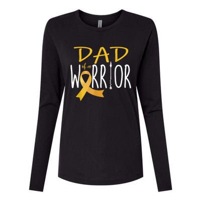 Childhood Cancer Awareness Dad Of A Warrior Womens Cotton Relaxed Long Sleeve T-Shirt