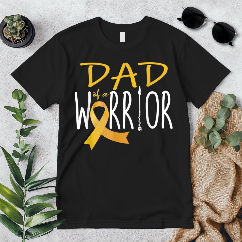 Childhood Cancer Awareness Dad Of A Warrior Premium T-Shirt