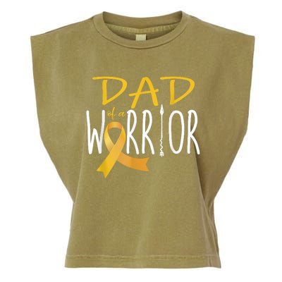 Childhood Cancer Awareness Dad Of A Warrior Garment-Dyed Women's Muscle Tee