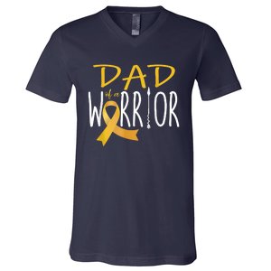 Childhood Cancer Awareness Dad Of A Warrior V-Neck T-Shirt