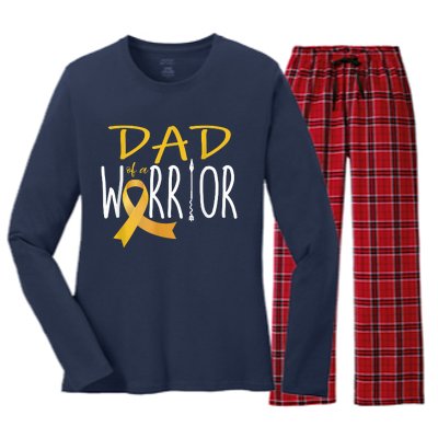 Childhood Cancer Awareness Dad Of A Warrior Women's Long Sleeve Flannel Pajama Set 