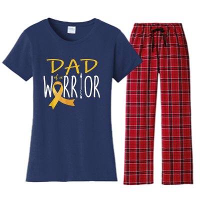 Childhood Cancer Awareness Dad Of A Warrior Women's Flannel Pajama Set