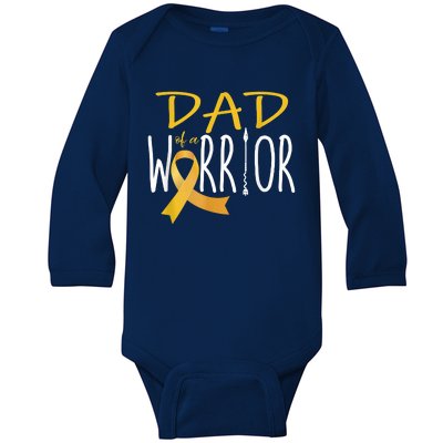 Childhood Cancer Awareness Dad Of A Warrior Baby Long Sleeve Bodysuit