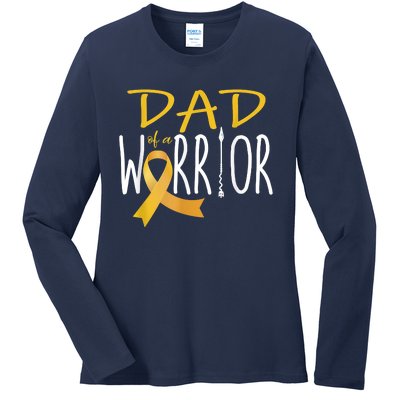 Childhood Cancer Awareness Dad Of A Warrior Ladies Long Sleeve Shirt