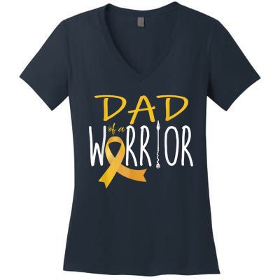 Childhood Cancer Awareness Dad Of A Warrior Women's V-Neck T-Shirt