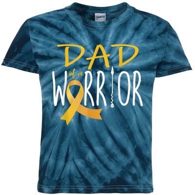 Childhood Cancer Awareness Dad Of A Warrior Kids Tie-Dye T-Shirt