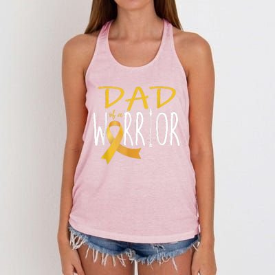 Childhood Cancer Awareness Dad Of A Warrior Women's Knotted Racerback Tank