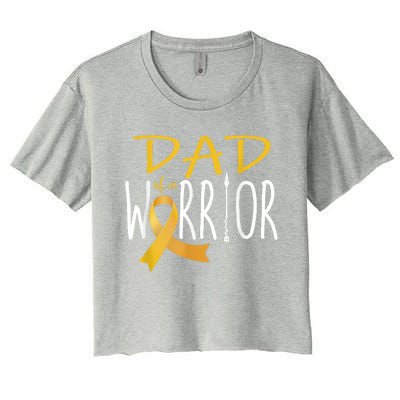 Childhood Cancer Awareness Dad Of A Warrior Women's Crop Top Tee