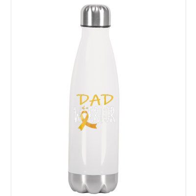 Childhood Cancer Awareness Dad Of A Warrior Stainless Steel Insulated Water Bottle