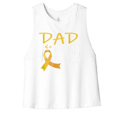 Childhood Cancer Awareness Dad Of A Warrior Women's Racerback Cropped Tank