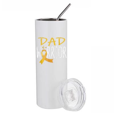 Childhood Cancer Awareness Dad Of A Warrior Stainless Steel Tumbler