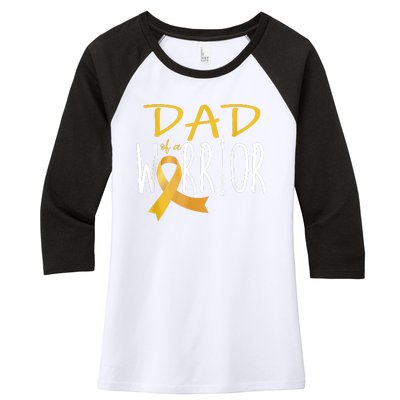 Childhood Cancer Awareness Dad Of A Warrior Women's Tri-Blend 3/4-Sleeve Raglan Shirt