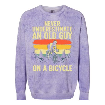 Cool Cycling Art For Men Grandpa Bicycle Riding Cycle Racing Colorblast Crewneck Sweatshirt