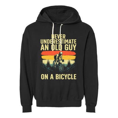 Cool Cycling Art For Men Grandpa Bicycle Riding Cycle Racing Garment-Dyed Fleece Hoodie