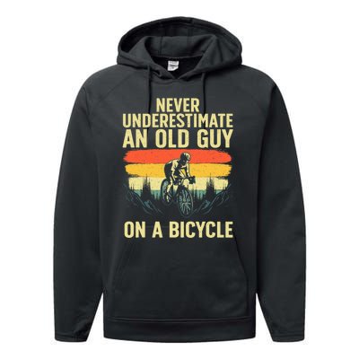 Cool Cycling Art For Men Grandpa Bicycle Riding Cycle Racing Performance Fleece Hoodie