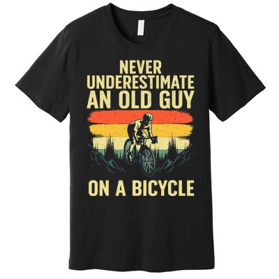 Cool Cycling Art For Men Grandpa Bicycle Riding Cycle Racing Premium T-Shirt