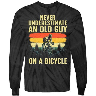 Cool Cycling Art For Men Grandpa Bicycle Riding Cycle Racing Tie-Dye Long Sleeve Shirt