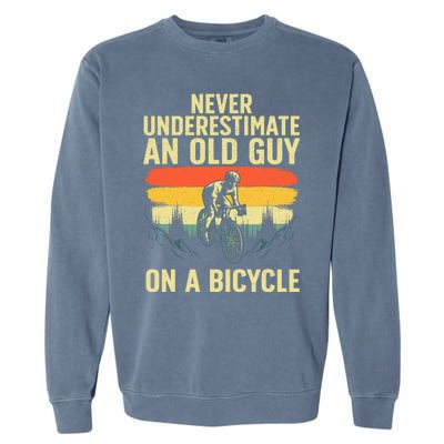 Cool Cycling Art For Men Grandpa Bicycle Riding Cycle Racing Garment-Dyed Sweatshirt