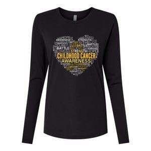 Childhood Cancer Awareness Hope Support Strong Warrior Womens Cotton Relaxed Long Sleeve T-Shirt