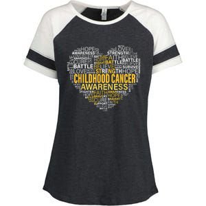 Childhood Cancer Awareness Hope Support Strong Warrior Enza Ladies Jersey Colorblock Tee