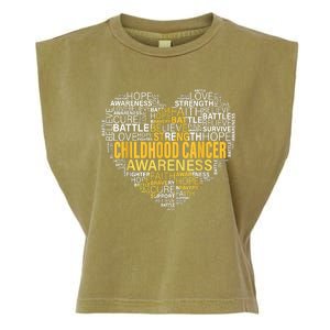 Childhood Cancer Awareness Hope Support Strong Warrior Garment-Dyed Women's Muscle Tee