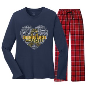 Childhood Cancer Awareness Hope Support Strong Warrior Women's Long Sleeve Flannel Pajama Set 