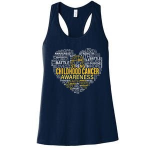 Childhood Cancer Awareness Hope Support Strong Warrior Women's Racerback Tank