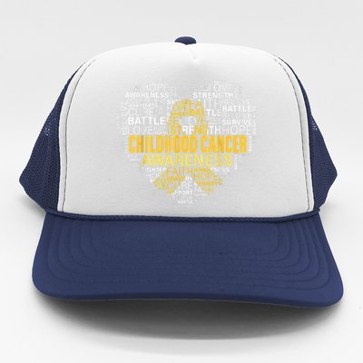 Childhood Cancer Awareness Hope Support Strong Warrior Trucker Hat