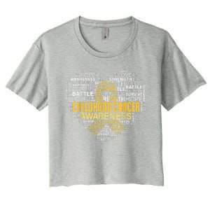 Childhood Cancer Awareness Hope Support Strong Warrior Women's Crop Top Tee