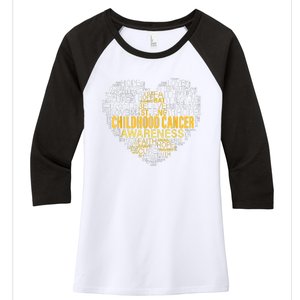 Childhood Cancer Awareness Hope Support Strong Warrior Women's Tri-Blend 3/4-Sleeve Raglan Shirt