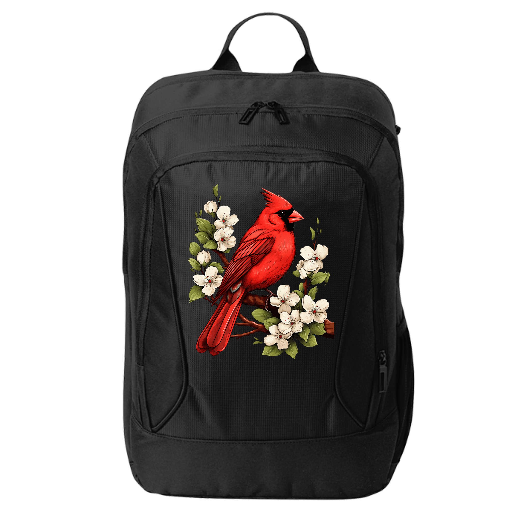 Cute Cottagecore Aesthetic Northern Cardinal Bird Flowers City Backpack