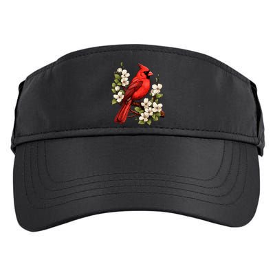 Cute Cottagecore Aesthetic Northern Cardinal Bird Flowers Adult Drive Performance Visor