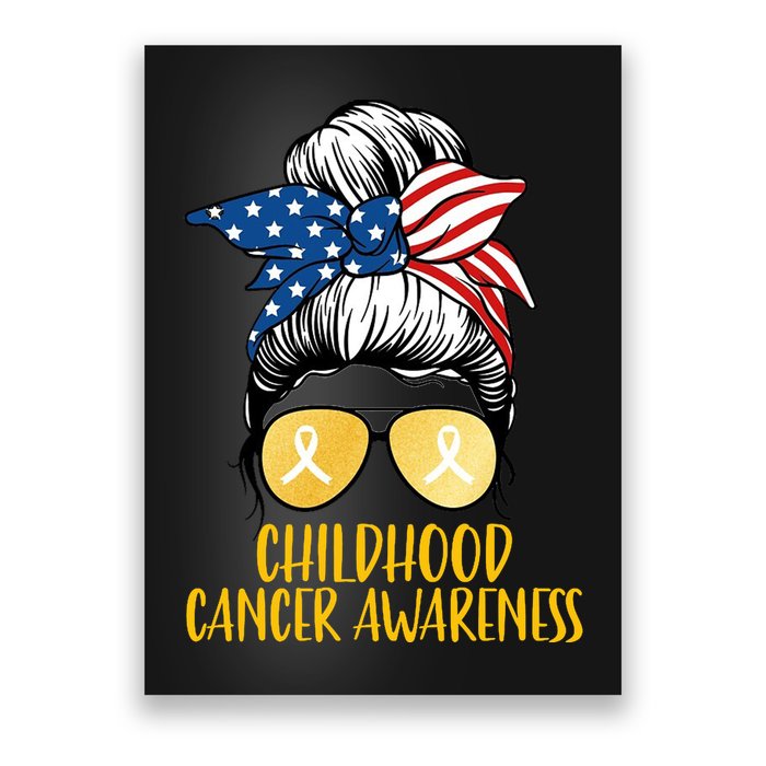 Childhood Cancer Awareness Gold Ribbon Messy Bun Poster