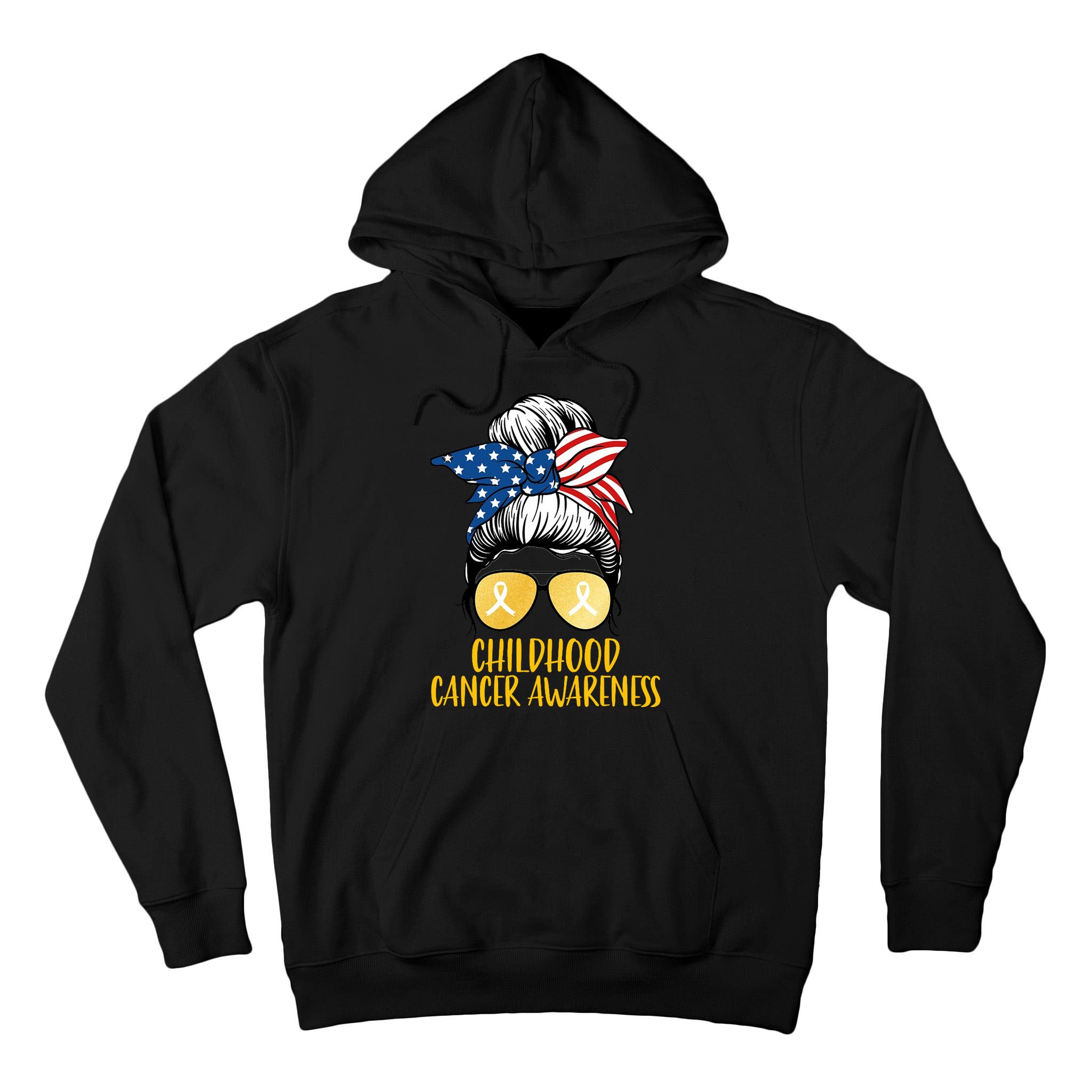 Childhood Cancer Awareness Gold Ribbon Messy Bun Tall Hoodie