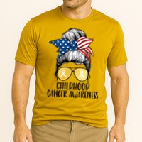 Childhood Cancer Awareness Gold Ribbon Messy Bun Performance Shirt