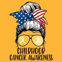 Childhood Cancer Awareness Gold Ribbon Messy Bun Performance Shirt