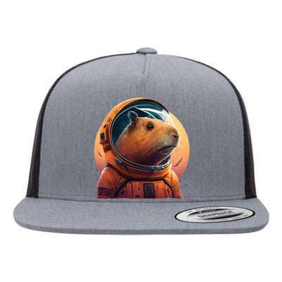 Capybara Cute and Capybara Astronaut in the space Flat Bill Trucker Hat