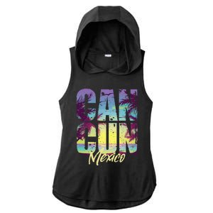 Cool Cancun Art  Mexico Vacation Souvenir Summer Ladies PosiCharge Tri-Blend Wicking Draft Hoodie Tank